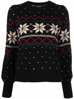 Lauren Ralph Lauren intarsia-knit puff-sleeve jumper - Black
