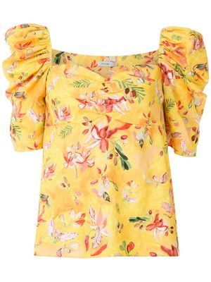 Isolda Videtti printed linen blouse - Yellow