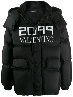 Valentino 2099 log-print down jacket - Black