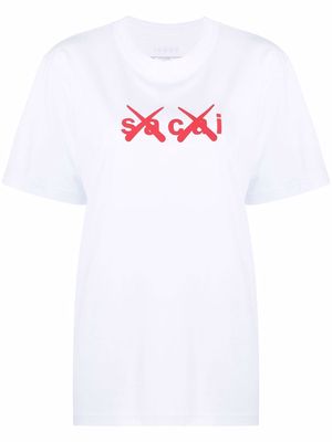 sacai logo-print T-shirt - White