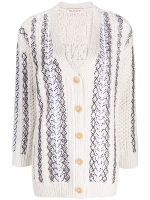 Valentino sequin-embellished knitted cardigan - White