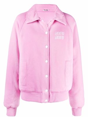 Miu Miu logo-patch bomber-jacket - Pink