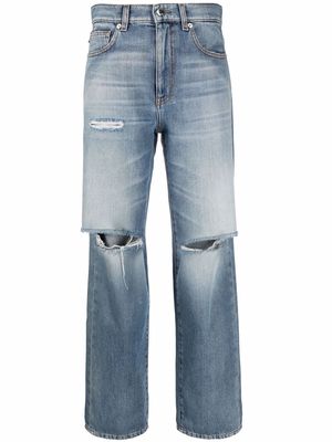 Love Moschino distressed straight-leg jeans - Blue