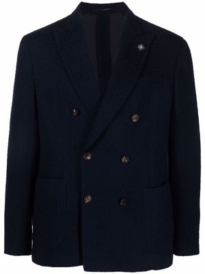Lardini double-breasted wool blazer - Blue