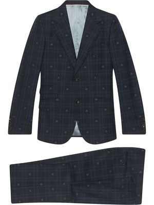 Gucci Heritage Bee checked suit - Blue