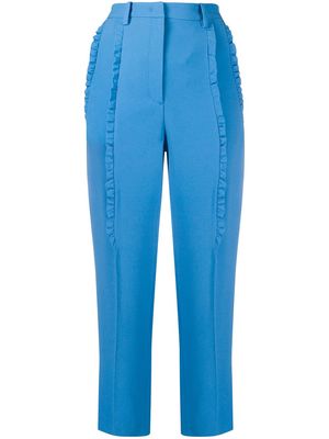 Nº21 ruffle-trimmed cropped cigarette trousers - Blue