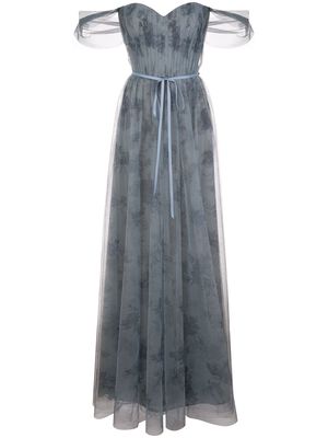 Marchesa Notte Bridesmaids tulle draped bridesmaid gown - Blue