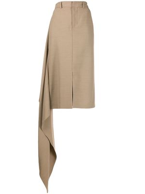 AMI Paris side panel straight skirt - Neutrals