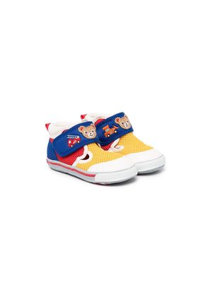 Miki House embroidered-bear sneakers - Multicolour