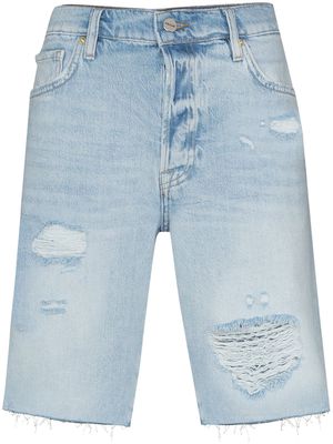 FRAME Le Slouch distressed Bermuda shorts - Blue