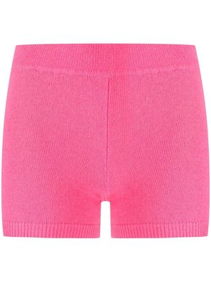 AMI AMALIA ribbed-knit merino wool shorts - Pink