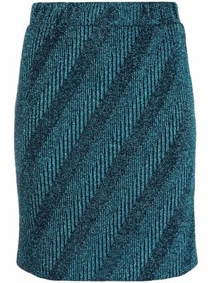 ROTATE Kristinia metallic-threading high-waisted skirt - Blue