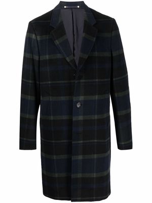 PS Paul Smith check-pattern single-breasted coat - Blue