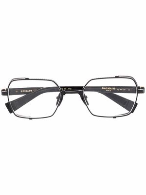 Balmain Eyewear side-panel rounded glasses - Black