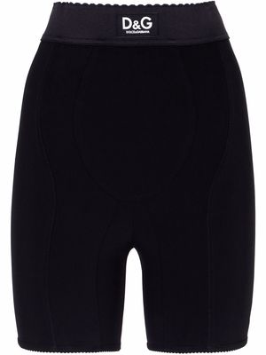 Dolce & Gabbana high-waisted logo-print cycling shorts - Black