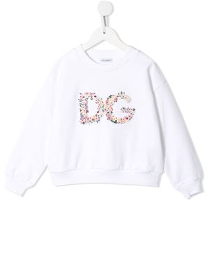 Dolce & Gabbana Kids floral-logo crew-neck sweatshirt - White