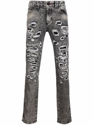 Philipp Plein distressed slim-cut jeans - Grey