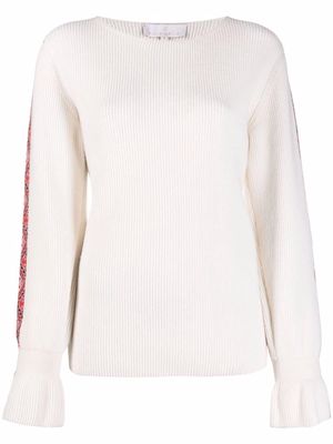 AMI AMALIA side stripe-detail knitted jumper - White