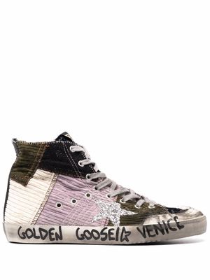 Golden Goose patchwork high top sneakers - Green