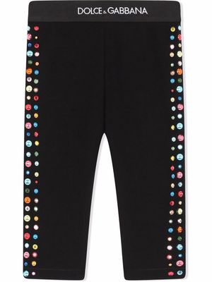 Dolce & Gabbana Kids studded stripe cotton leggings - Black