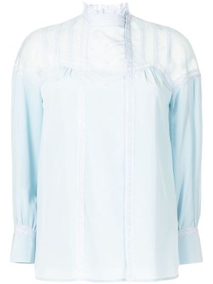 SHIATZY CHEN tulle panelled silk blouse - Blue