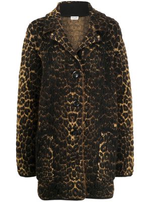 Saint Laurent leopard print coat - Brown