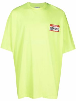VETEMENTS Name Tag-print cotton T-shirt - Yellow