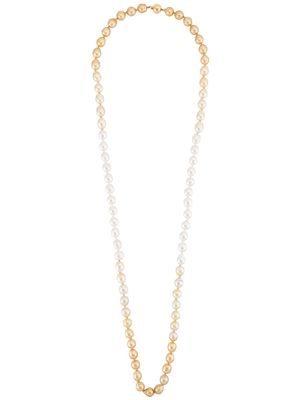 Baggins 18kt yellow gold pearl string necklace - White