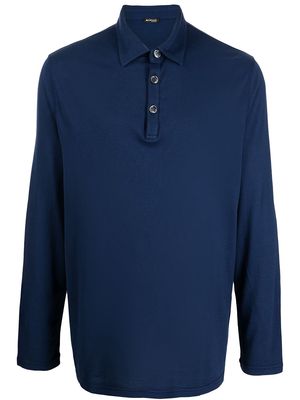 Kiton long-sleeve polo shirt - Blue
