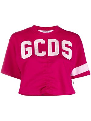 Gcds ruched embroidered-logo T-shirt - Pink