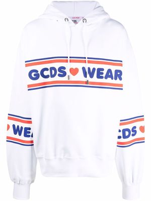 Gcds graphic-print cotton hoodie - White