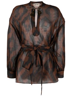 Bazar Deluxe geometric-print long-sleeve blouse - Brown