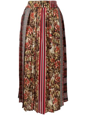Pierre-Louis Mascia Vintage-floral pleated midi skirt - Red
