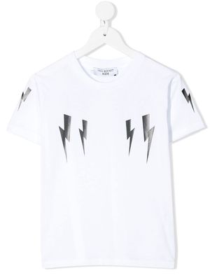 Neil Barrett Kids lightning-bolt print T-shirt - White