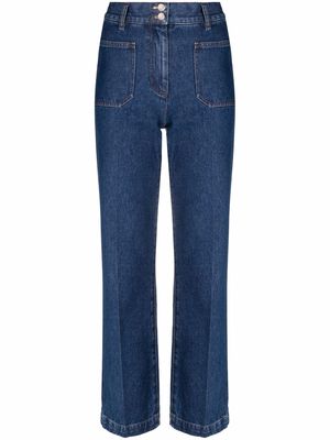 A.P.C. cropped high-waisted trousers - Blue