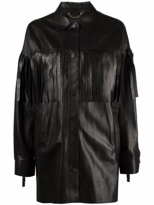 Golden Goose fringe-trimmed leather jacket - Black