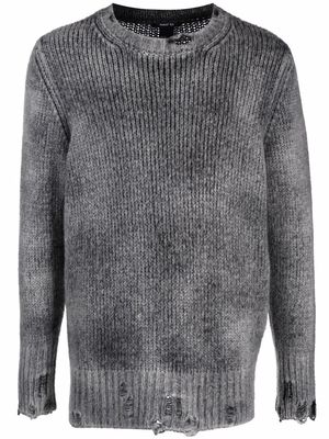 Avant Toi destroyed knitted crewneck sweater - Grey