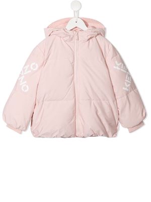 Kenzo Kids logo-print hooded puffer jacket - Pink
