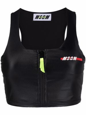 MSGM chest logo-print sports bra - Black