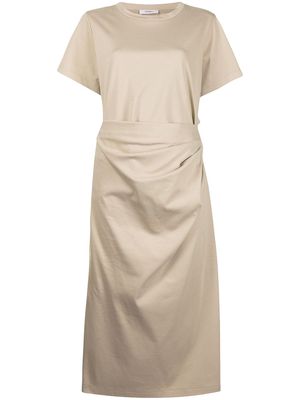 Goen.J cutout-back draped cotton dress - Brown