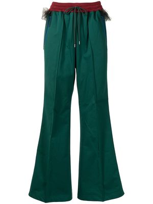 Kolor tulle-detail track pants - Green