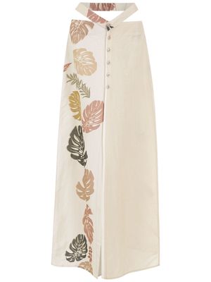 Amir Slama palm leaf print skirt - Neutrals