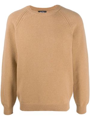 A.P.C. ribbed edge crew neck jumper - Brown