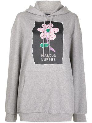 Markus Lupfer Erin flower logo-print hoodie - Grey