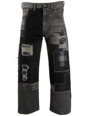Junya Watanabe MAN patched cropped jeans - Grey
