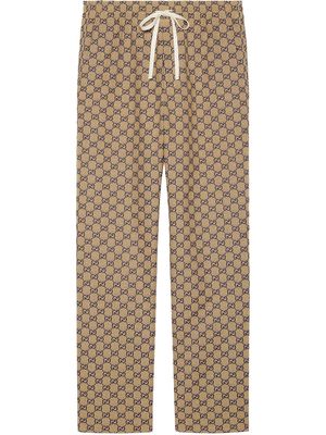 Gucci monogram-print drawstring trousers - Neutrals