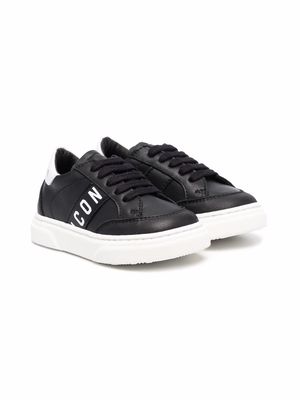 Dsquared2 Kids Icon-print leather sneakers - Black