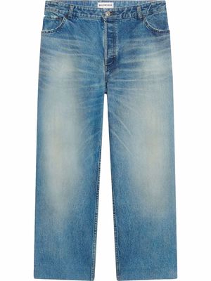 Balenciaga cropped faded-effect jeans - Blue