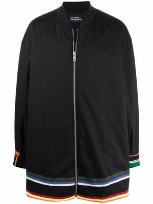 Raf Simons stripe-detail zip-fastening coat - Black