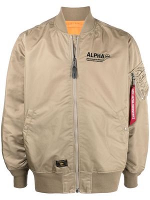 Alpha Industries logo-embroidered padded bomber jacket - Brown